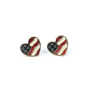 Vintage Avon Heart of America US Flag Stud Earrings